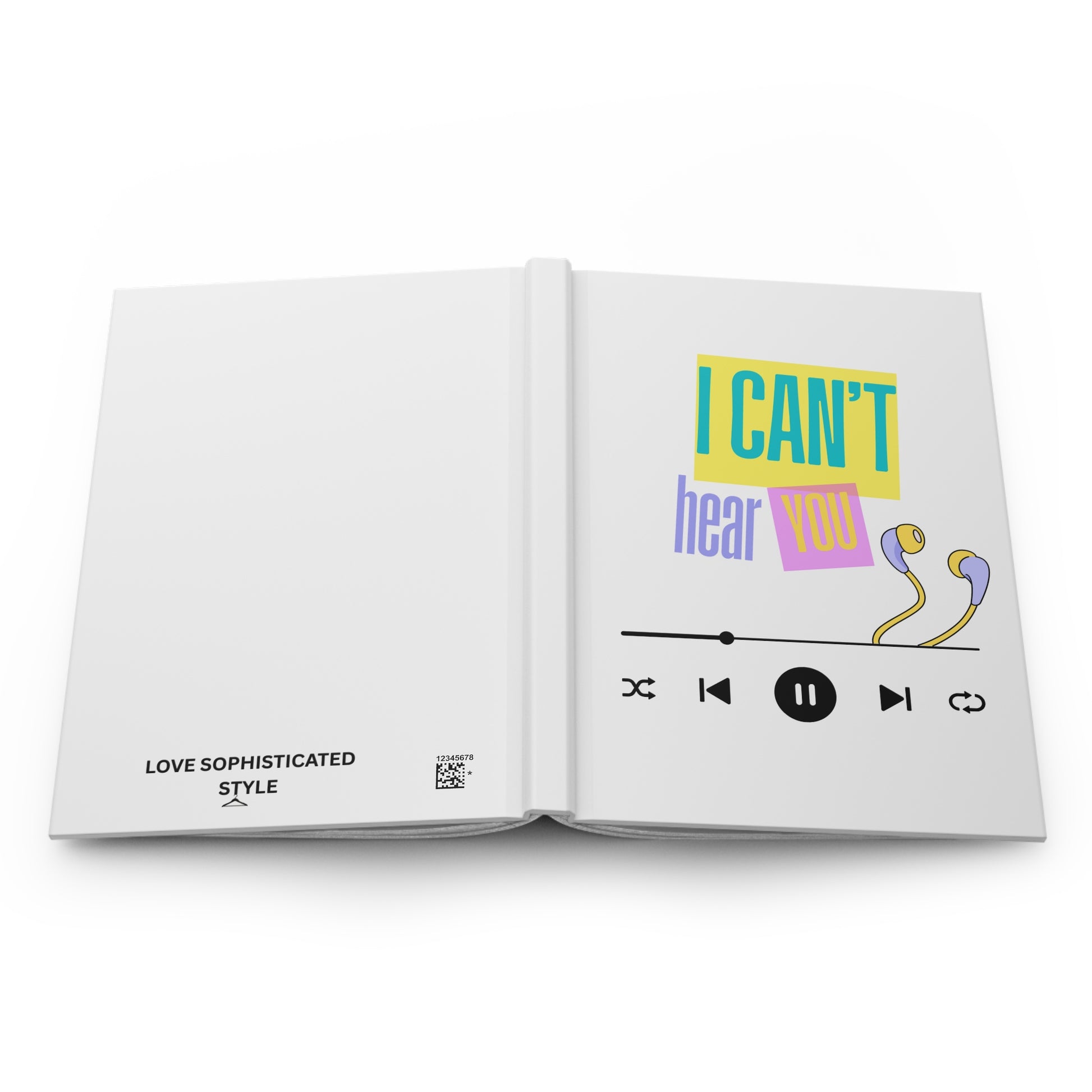 "I Can't Hear You' Colorful Pop Art Journal for Creatives, Music Lovers, Daily Journaling