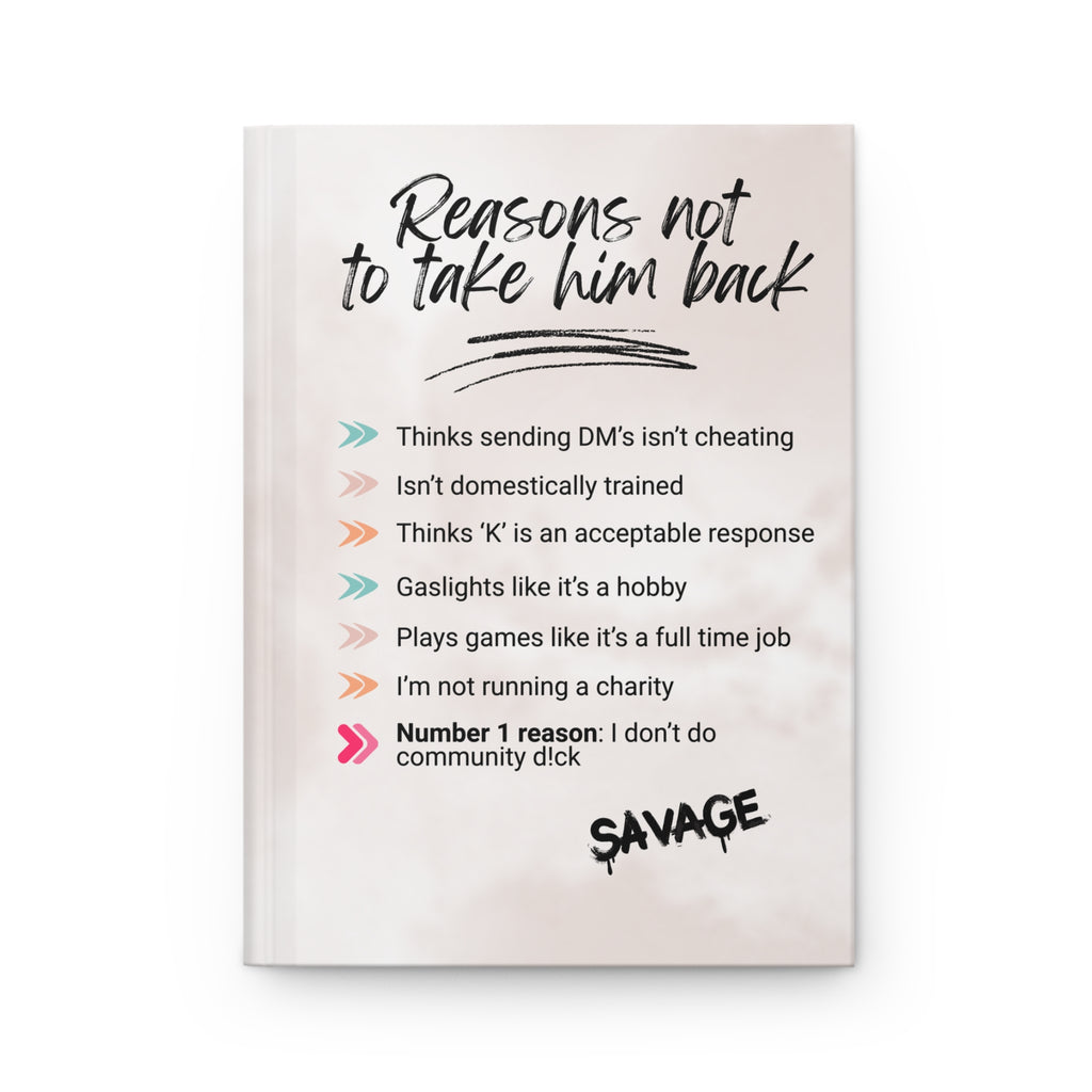 Reasons Not To Take Him Back Hardback Journal
