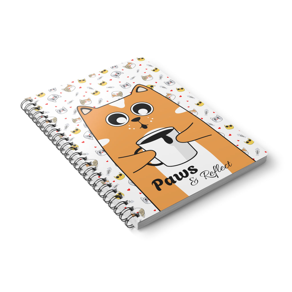 Paws & Reflect - Cute Cat Themed Softcover A5 Notebook - Cat Journal, Gift for Cat Lovers
