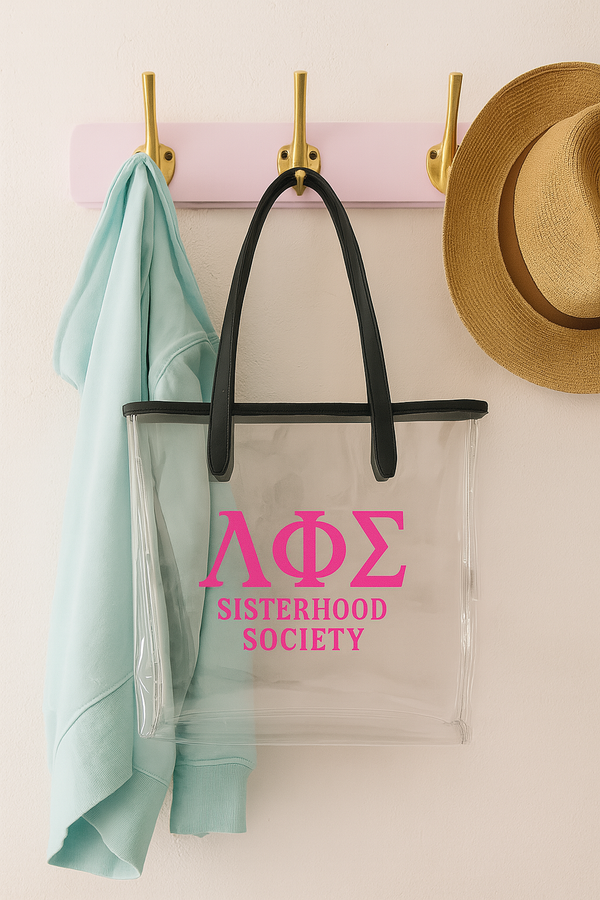 ΛΦΣ Sisterhood Society Greek Clear Tote Bag