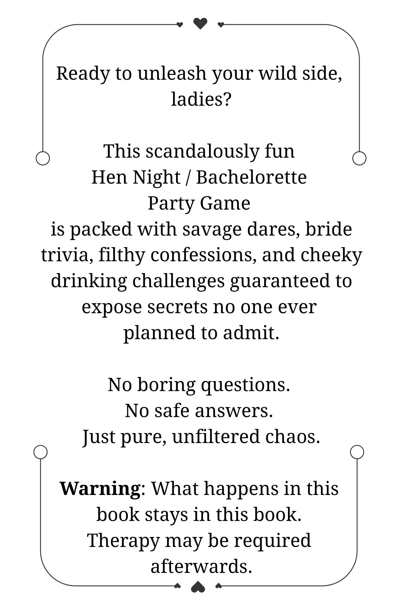 The Ultimate Hen & Bachelorette Party Game Book: Wild Truth-or-Drink, Dares, Bride Trivia & Confessions - DIGITAL DOWNLOAD