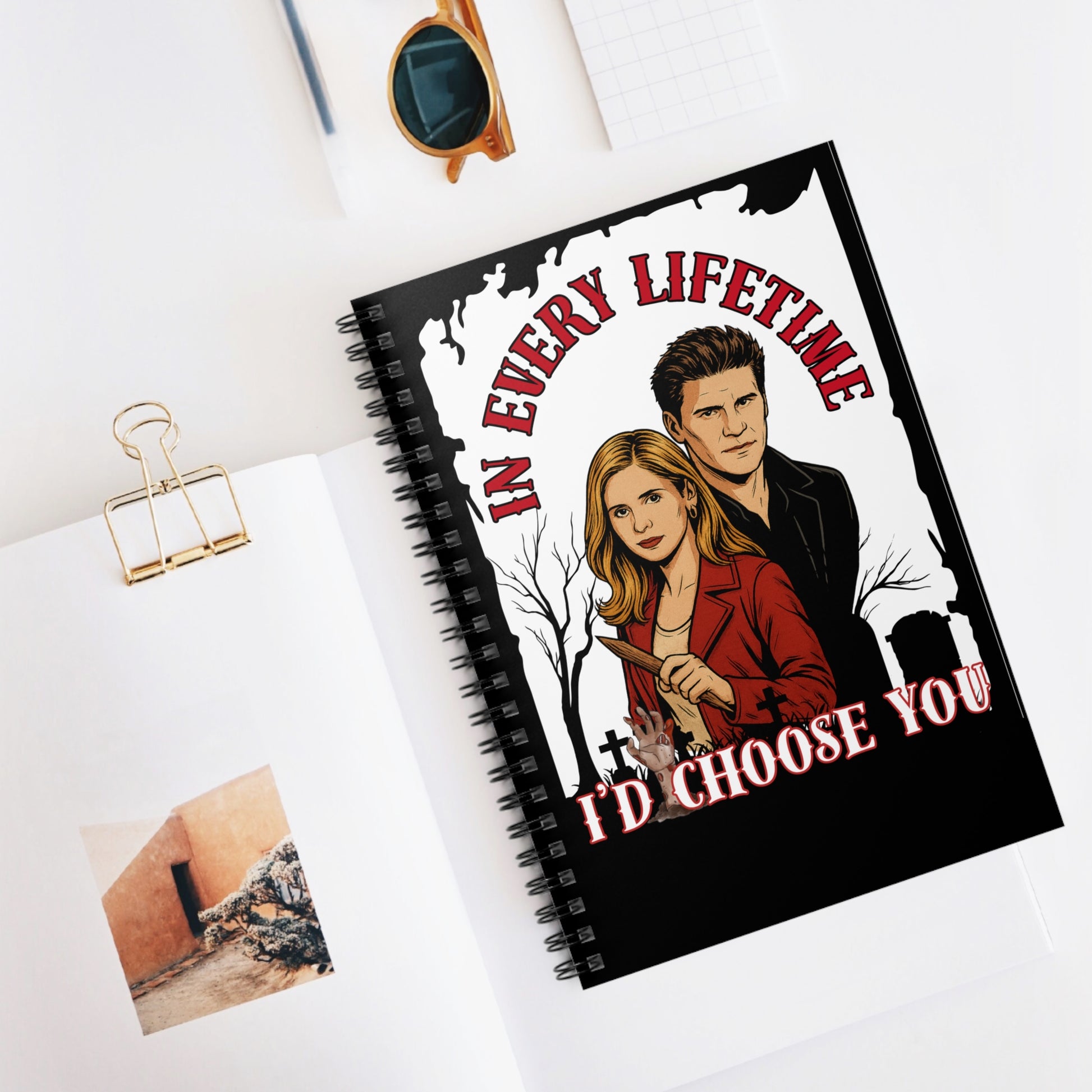 Buffy & Angel Themed Spiral Notebook - I'd Choose You
