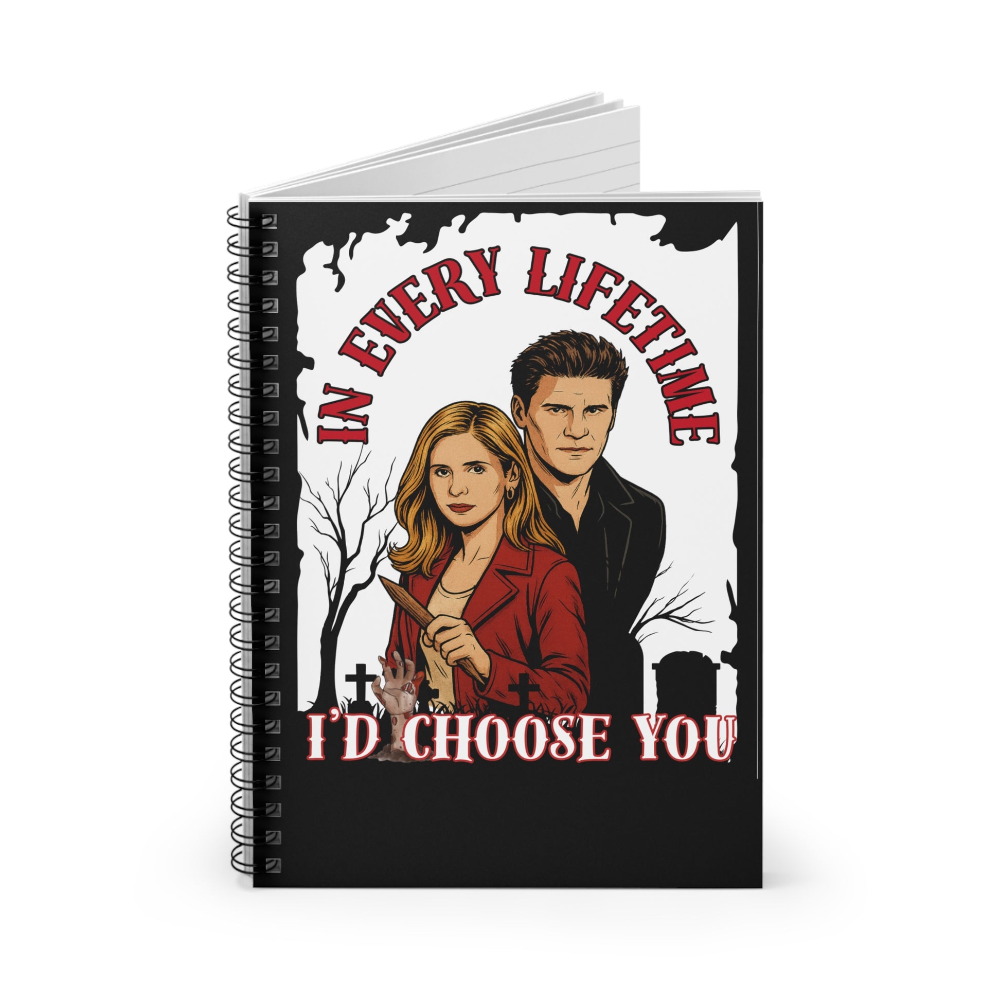 Buffy & Angel Themed Spiral Notebook - I'd Choose You