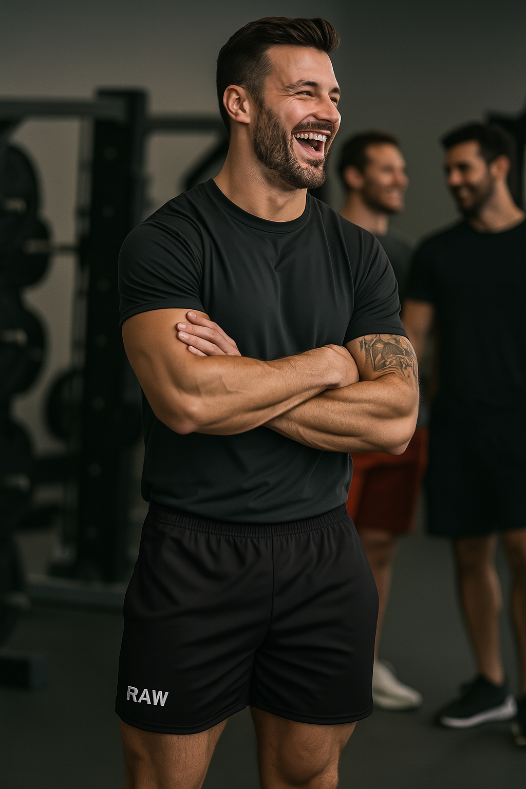Black RAW Athletic Mens Long Shorts
