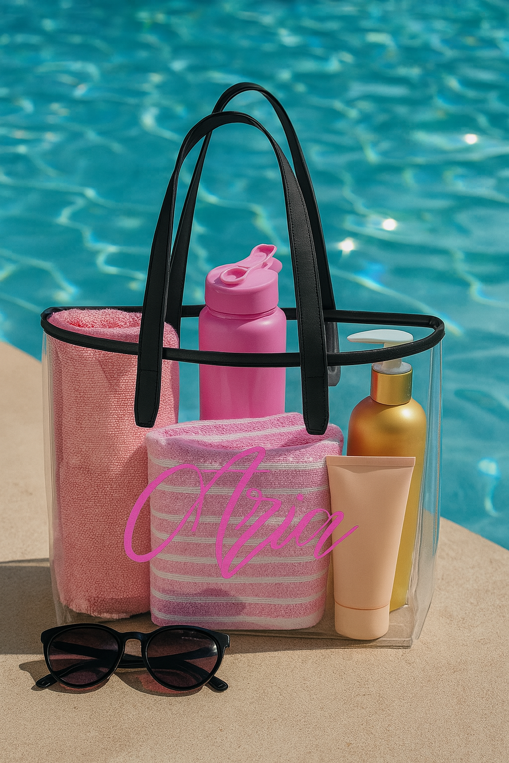 Personalised Pink Clear Tote Bag