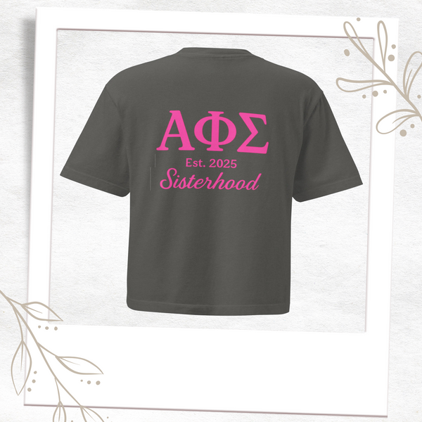 ΑΦΣ Est. 2025 Sisterhood Boxy Back Print T-Shirt