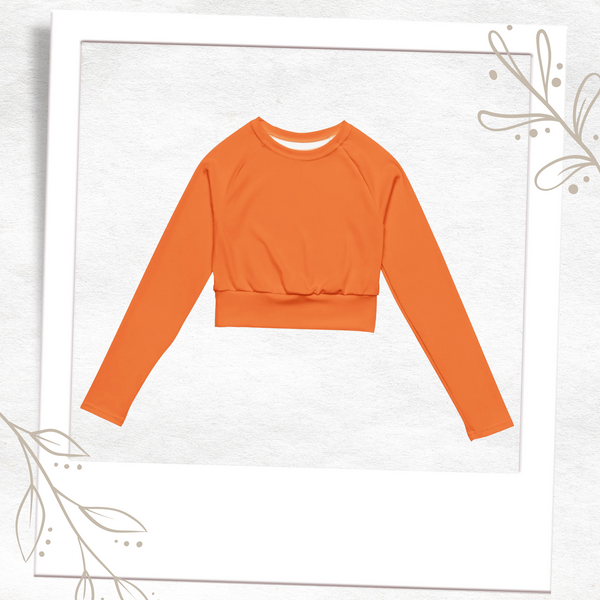 Orange Long-Sleeve Crop Top