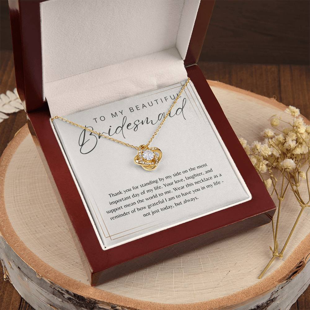 To My Bridesmaid Necklace Gift