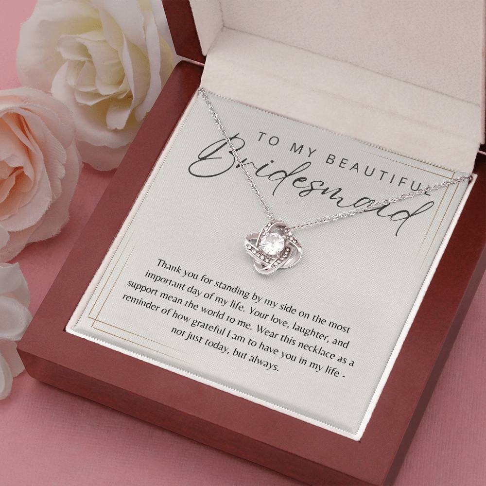 To My Bridesmaid Necklace Gift