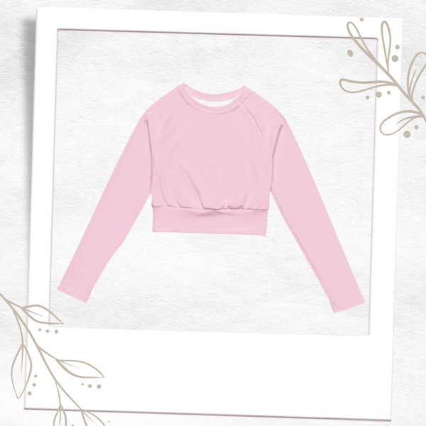 Pastel Pink Long-Sleeve Crop Top