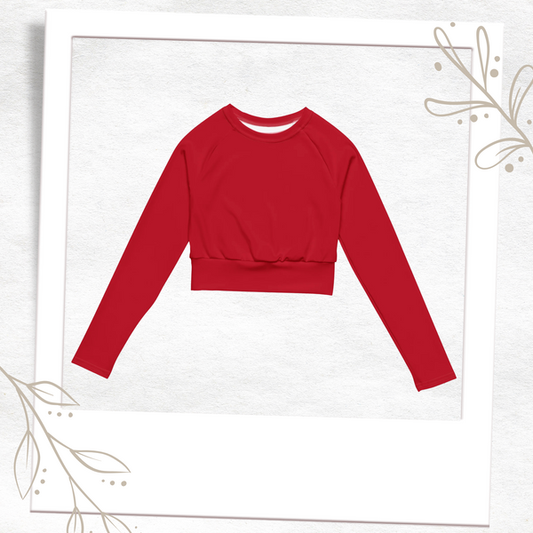 Fire Red Long-Sleeve Crop Top