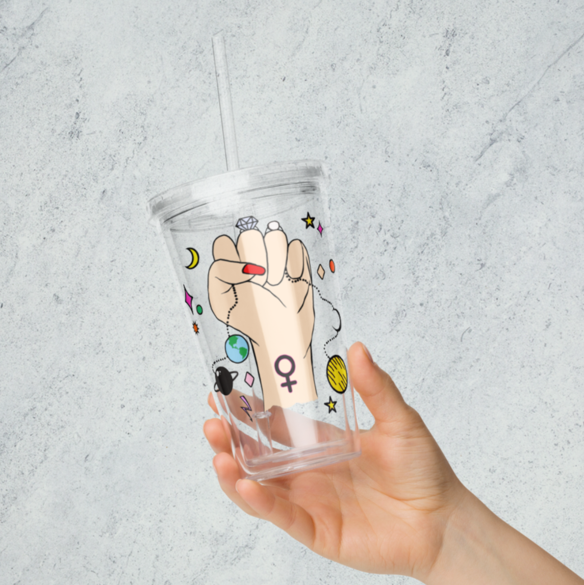 Empowered Hands Shape The World Straw Drinking Cup
