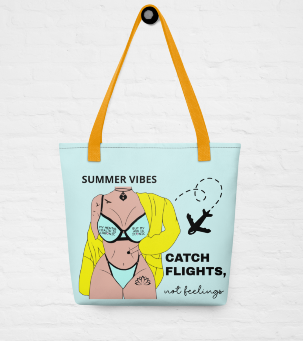 Summer Vibes Tote - Catch Flights, Not Feelings