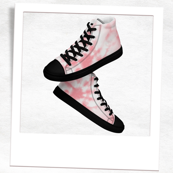 Pink Tie Dye Women’s High Top Canvas Shoes