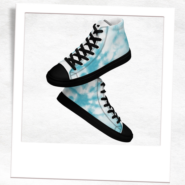 Sky Blue Tie Dye High Top Canvas Shoes