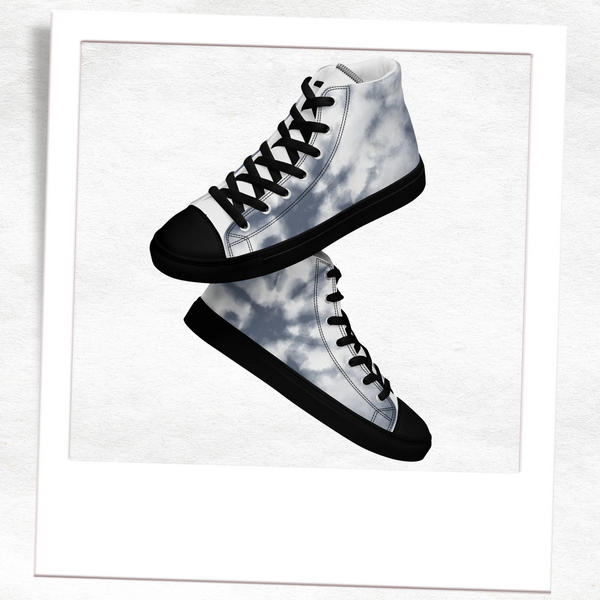 Dark Tie Dye Women’s High Top Canvas Shoes