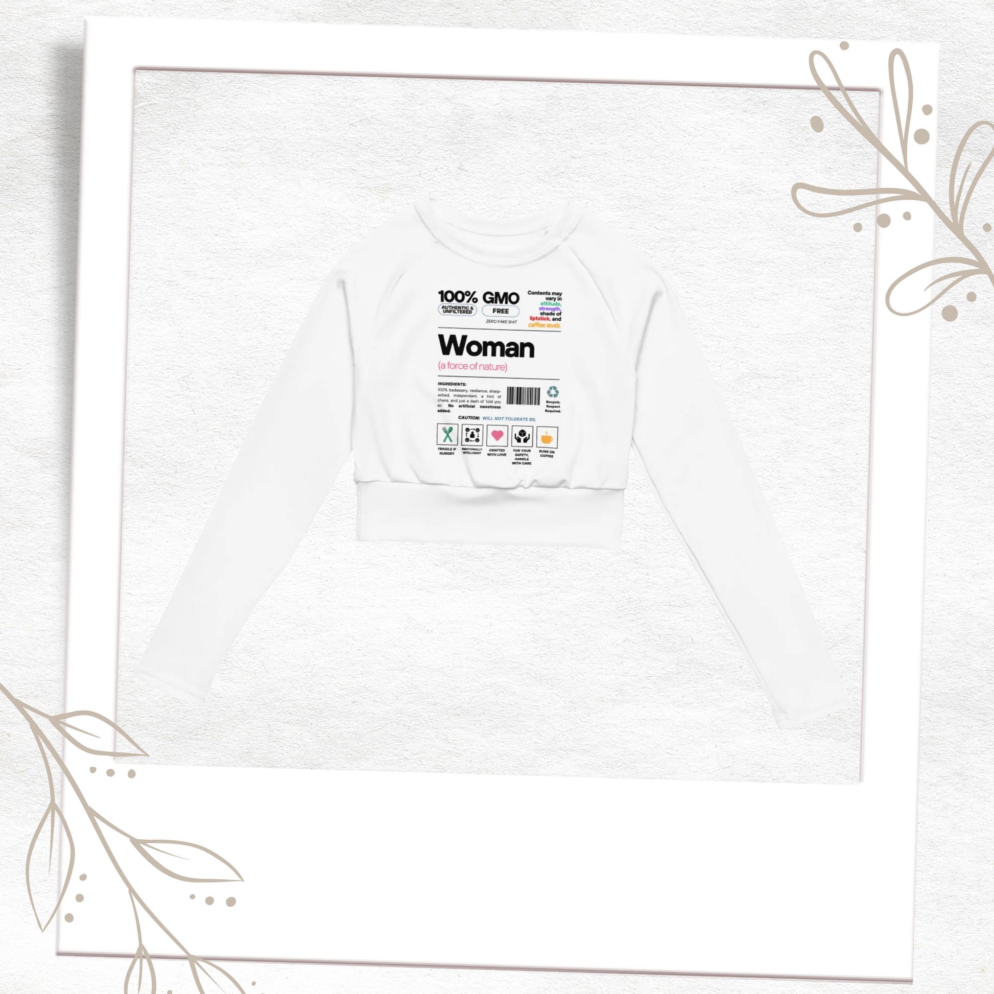 Woman (a force of nature) Long-Sleeve Crop Top