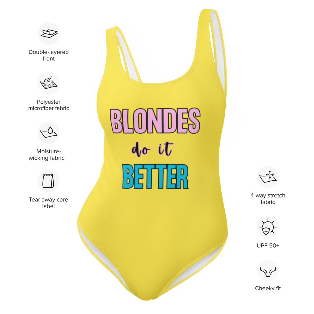 Blondes Do it Better - Summer Yellow One-Piece Swimsuit
