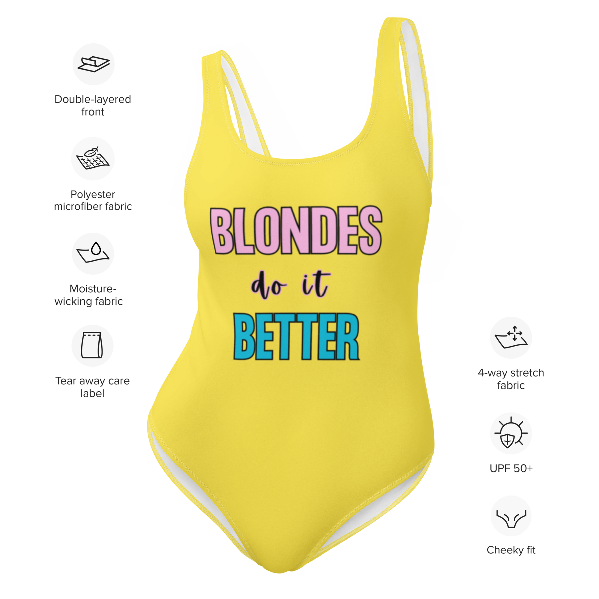 Blondes Do it Better - Summer Yellow One-Piece Swimsuit