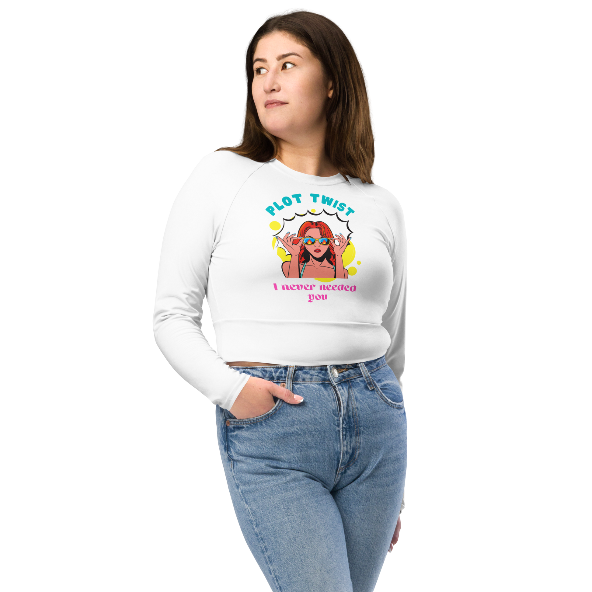 Plot Twist: I Never Needed You - Long Sleeve Crop Top