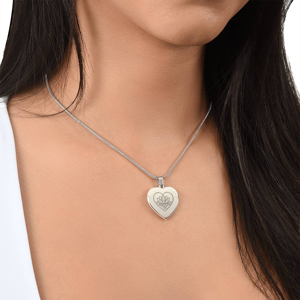 Lotus Heart Necklace – Symbol of Spiritual Awakening, Love & Growth