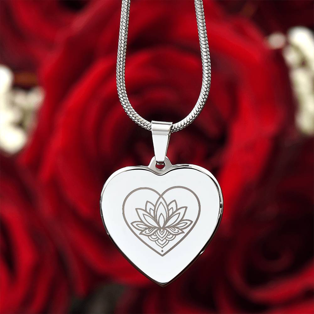Lotus Heart Necklace – Symbol of Spiritual Awakening, Love & Growth