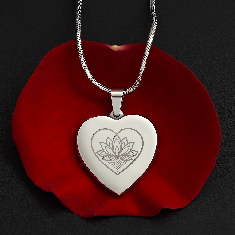 Lotus Heart Necklace – Symbol of Spiritual Awakening, Love & Growth