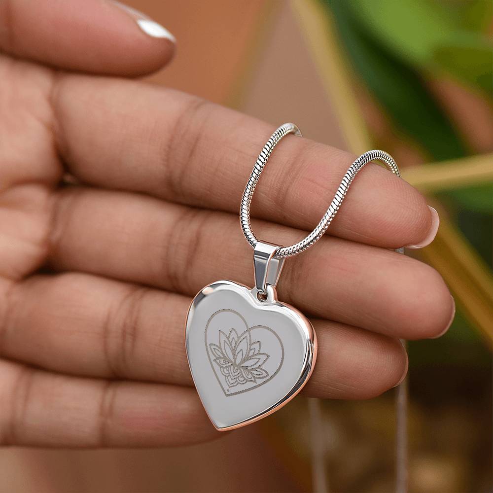 Lotus Heart Necklace – Symbol of Spiritual Awakening, Love & Growth