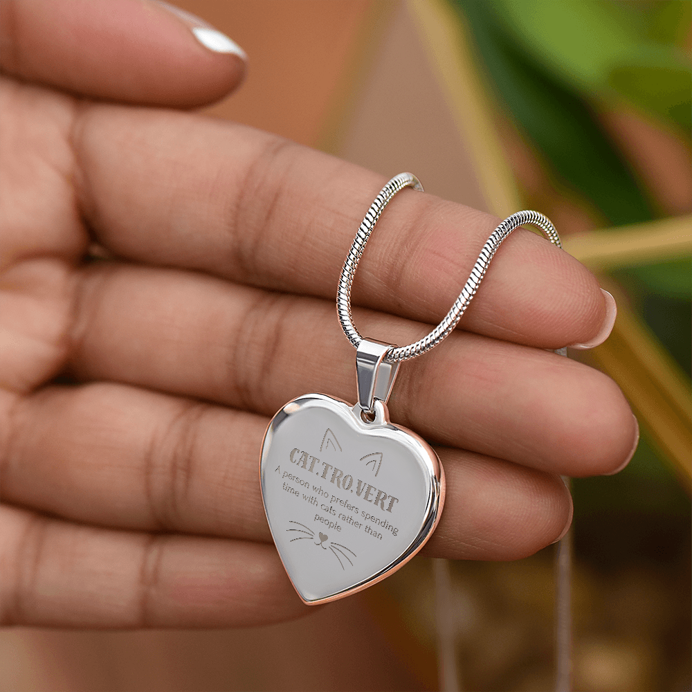 Cat.Tro.Vert Heart Necklace – Funny Cat Lover Jewellery for Cat Mums