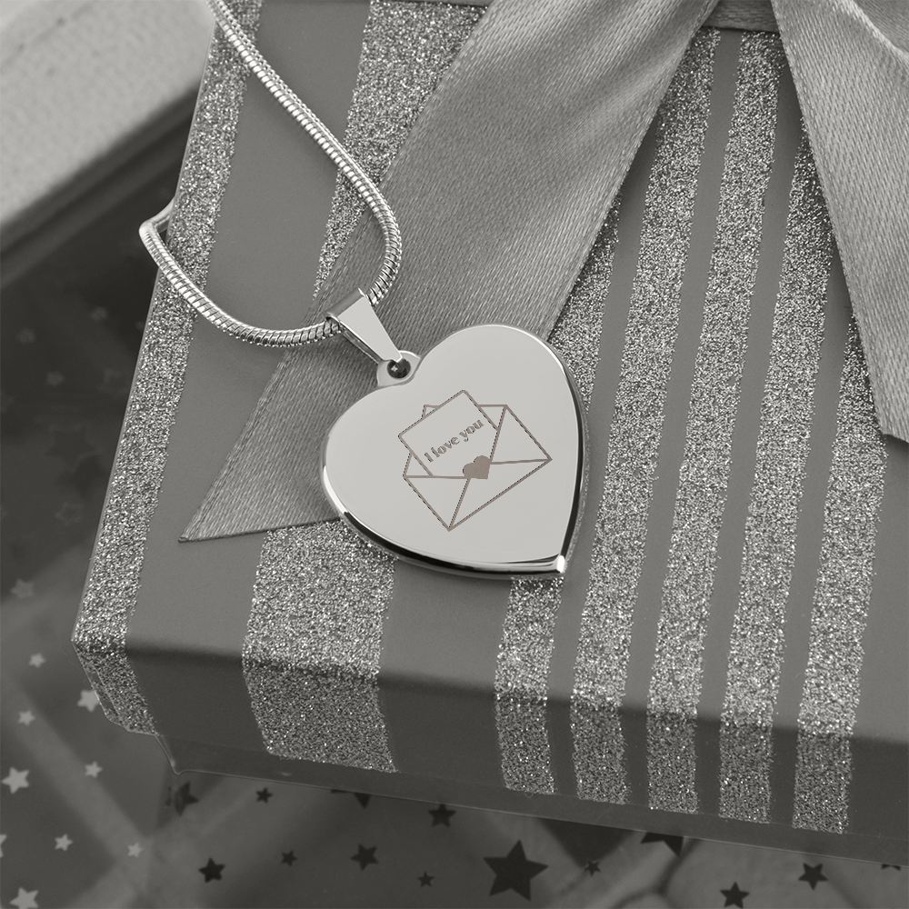 I Love You Envelope Heart Necklace