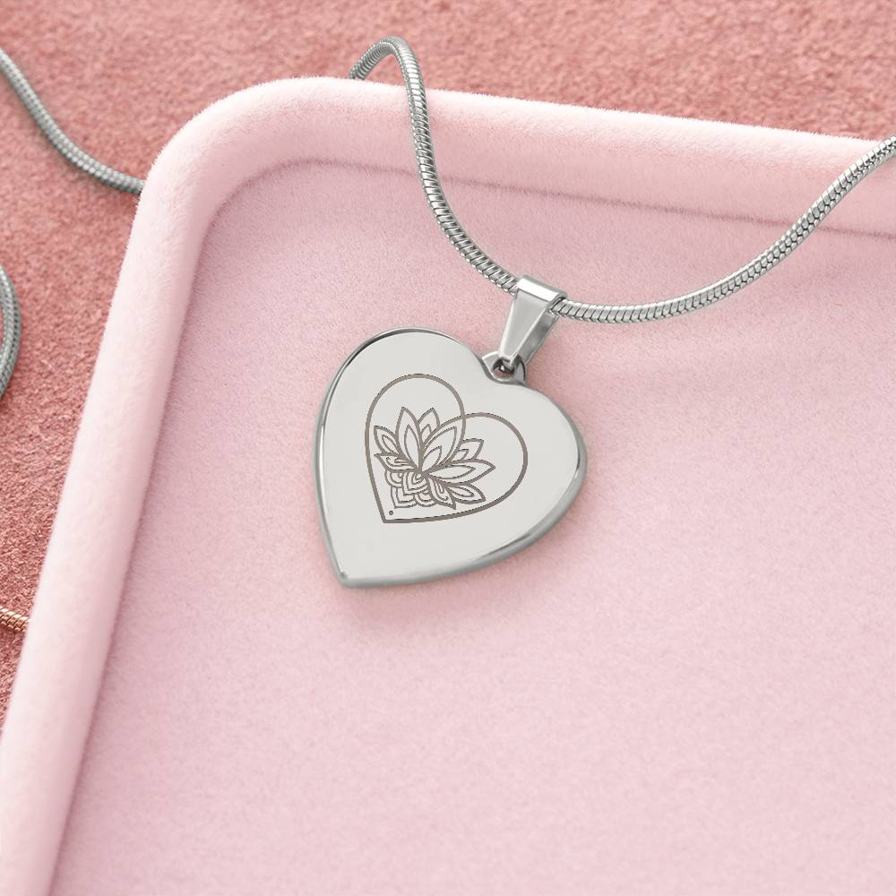 Lotus Heart Necklace – Symbol of Spiritual Awakening, Love & Growth