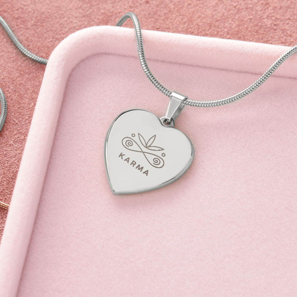 Karma Heart Necklace – Spiritual Lotus Pendant for Balance & Good Energy