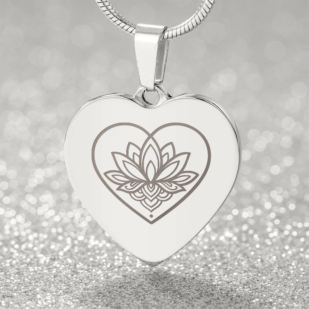 Lotus Heart Necklace – Symbol of Spiritual Awakening, Love & Growth