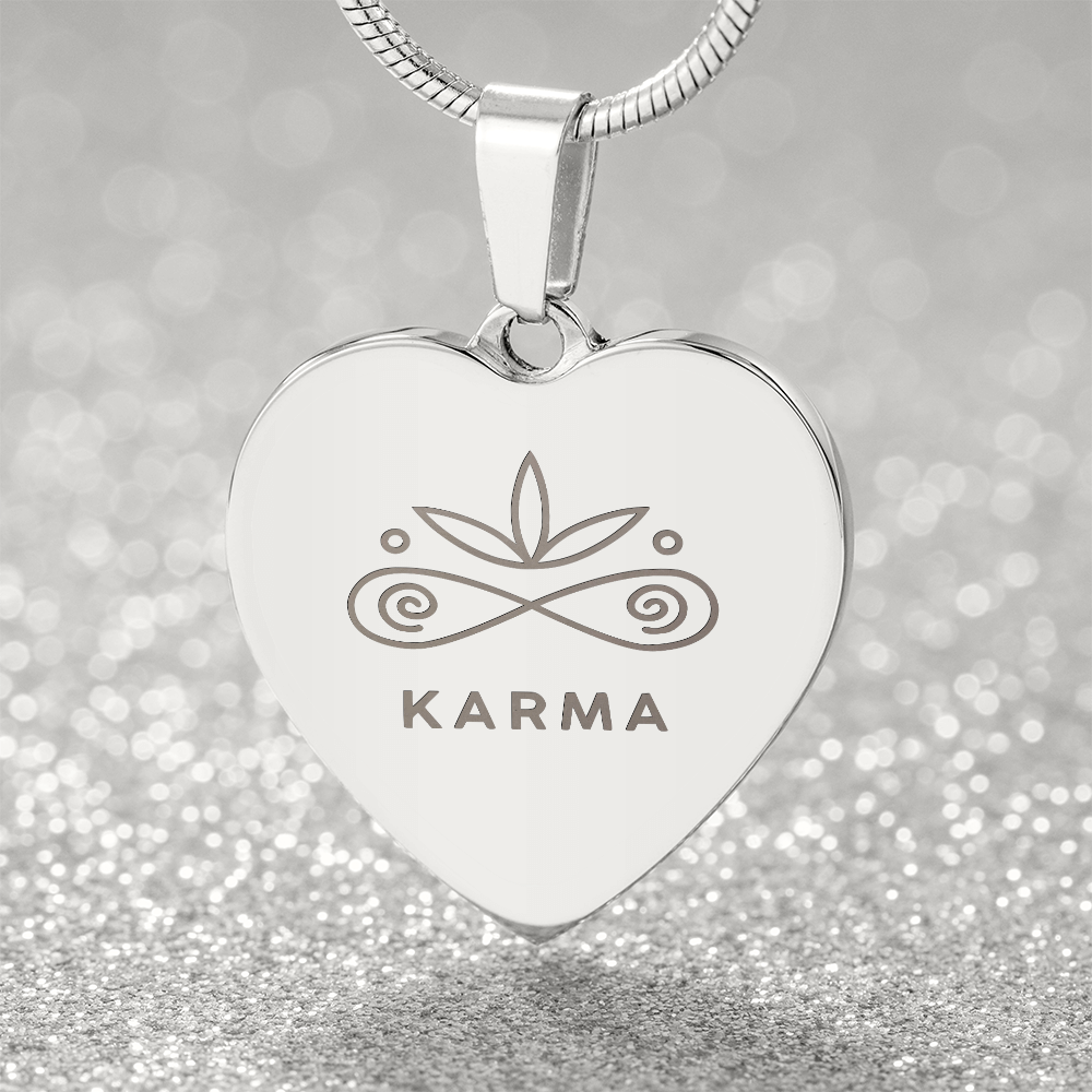 Karma Heart Necklace – Spiritual Lotus Pendant for Balance & Good Energy