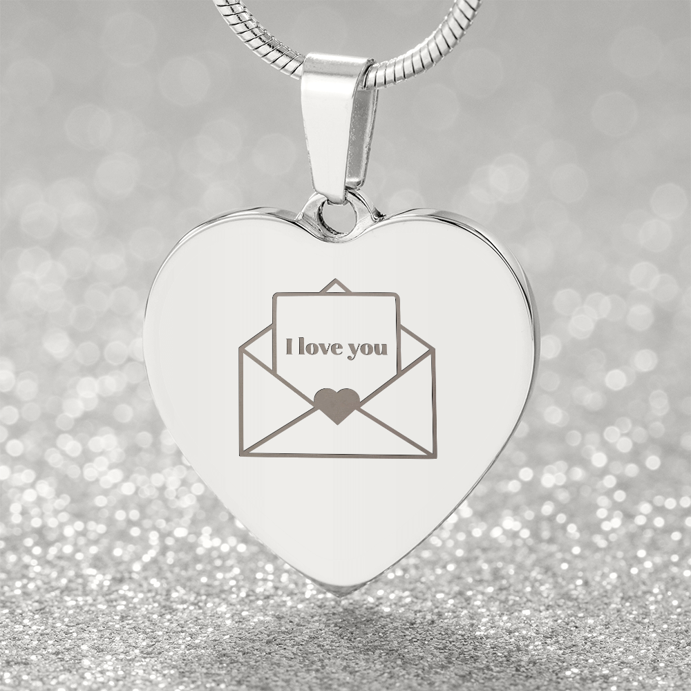 I Love You Envelope Heart Necklace