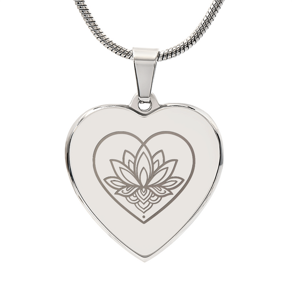 Lotus Heart Necklace – Symbol of Spiritual Awakening, Love & Growth