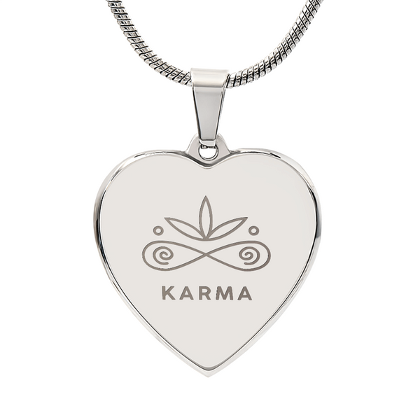 Karma Heart Necklace – Spiritual Lotus Pendant for Balance & Good Energy