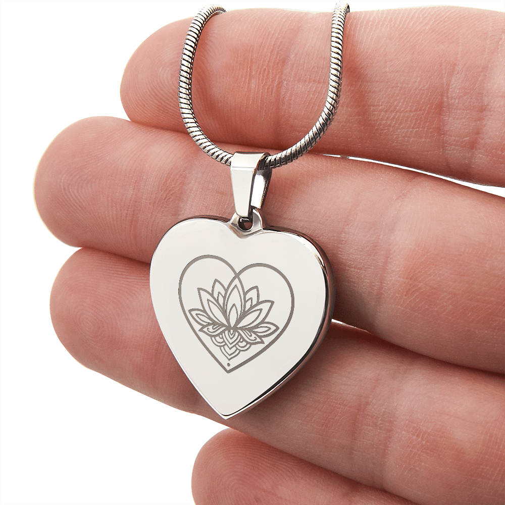 Lotus Heart Necklace – Symbol of Spiritual Awakening, Love & Growth