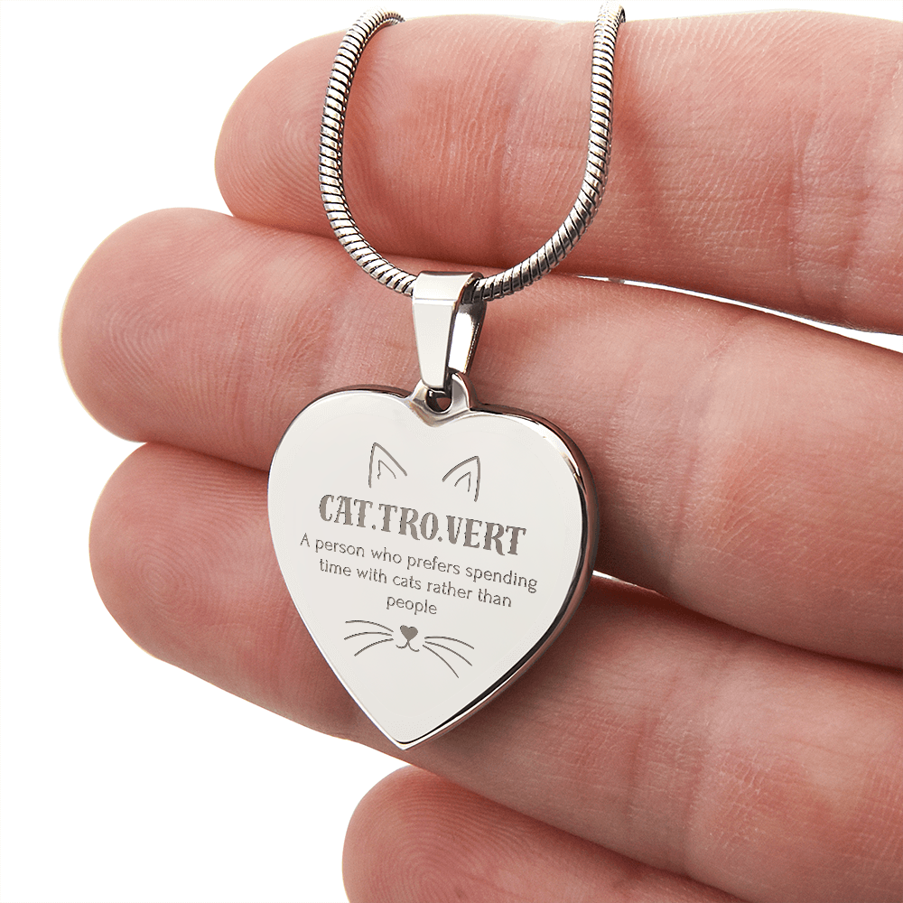 Cat.Tro.Vert Heart Necklace – Funny Cat Lover Jewellery for Cat Mums