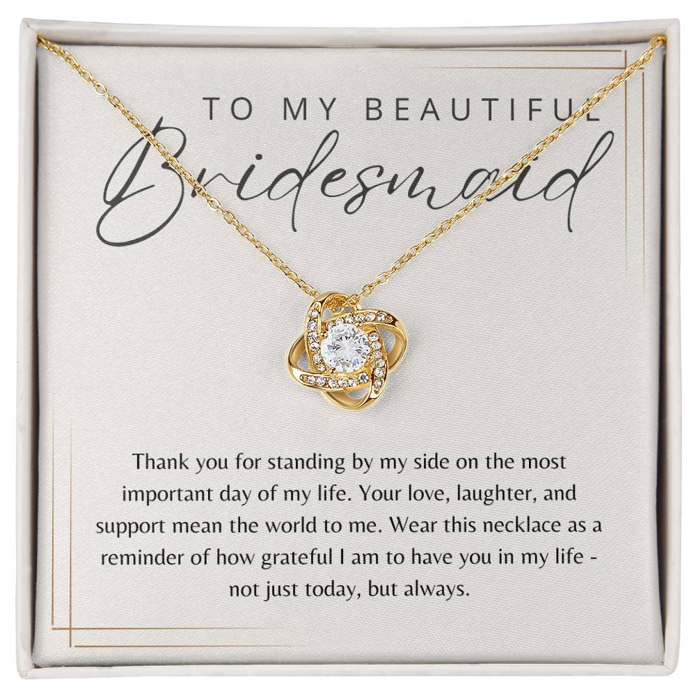 To My Bridesmaid Necklace Gift