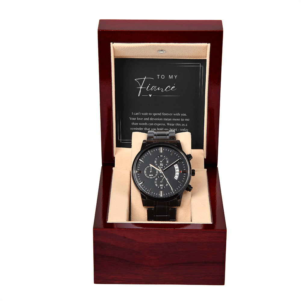 To My Fiancé - Black Chronograph Watch Gift