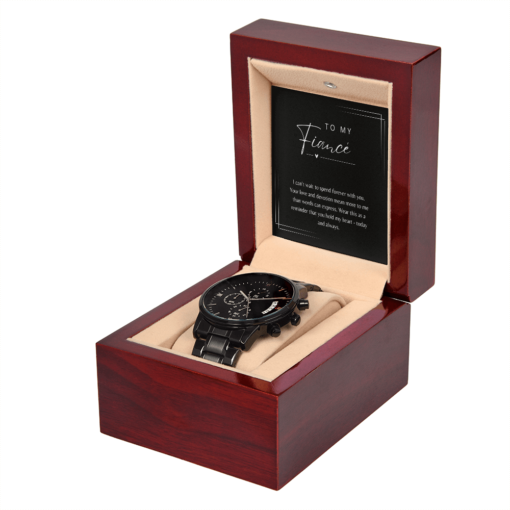 To My Fiancé - Black Chronograph Watch Gift