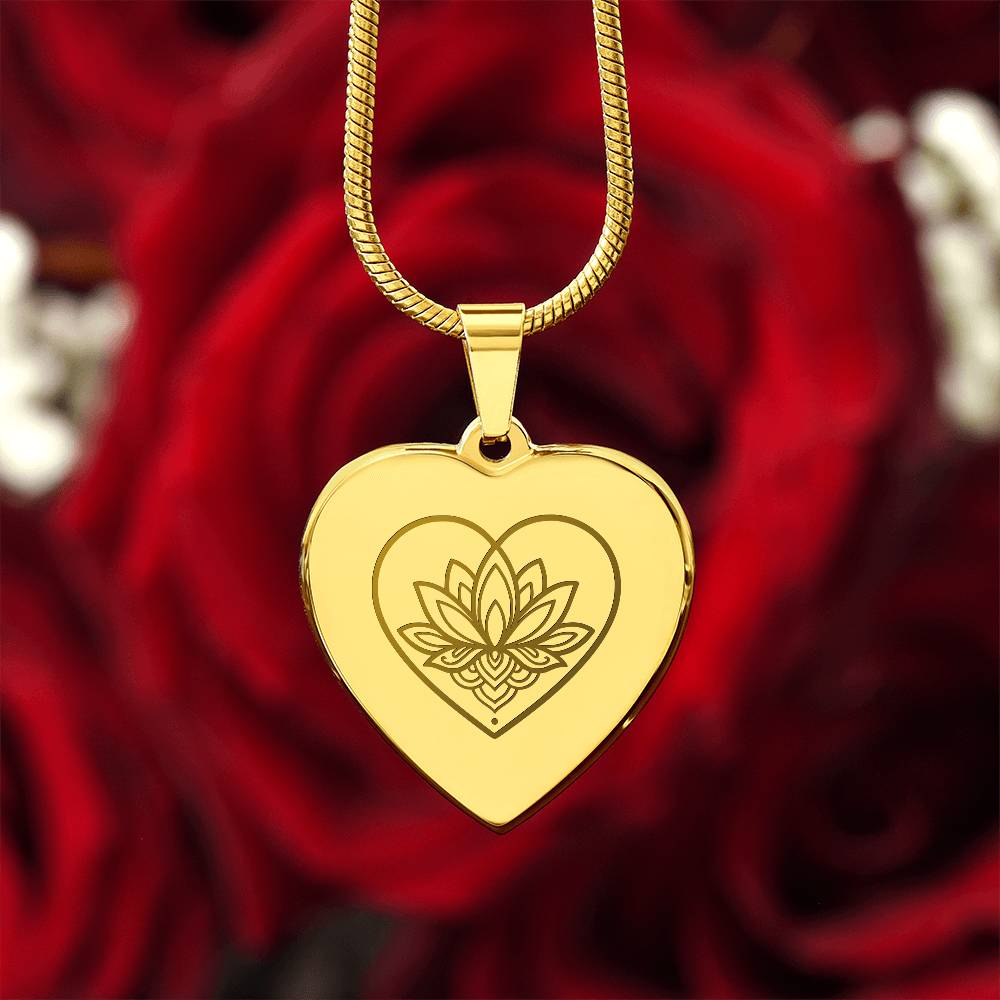 Lotus Heart Necklace – Symbol of Spiritual Awakening, Love & Growth
