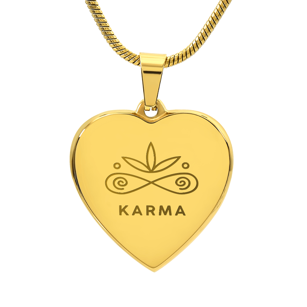 Karma Heart Necklace – Spiritual Lotus Pendant for Balance & Good Energy