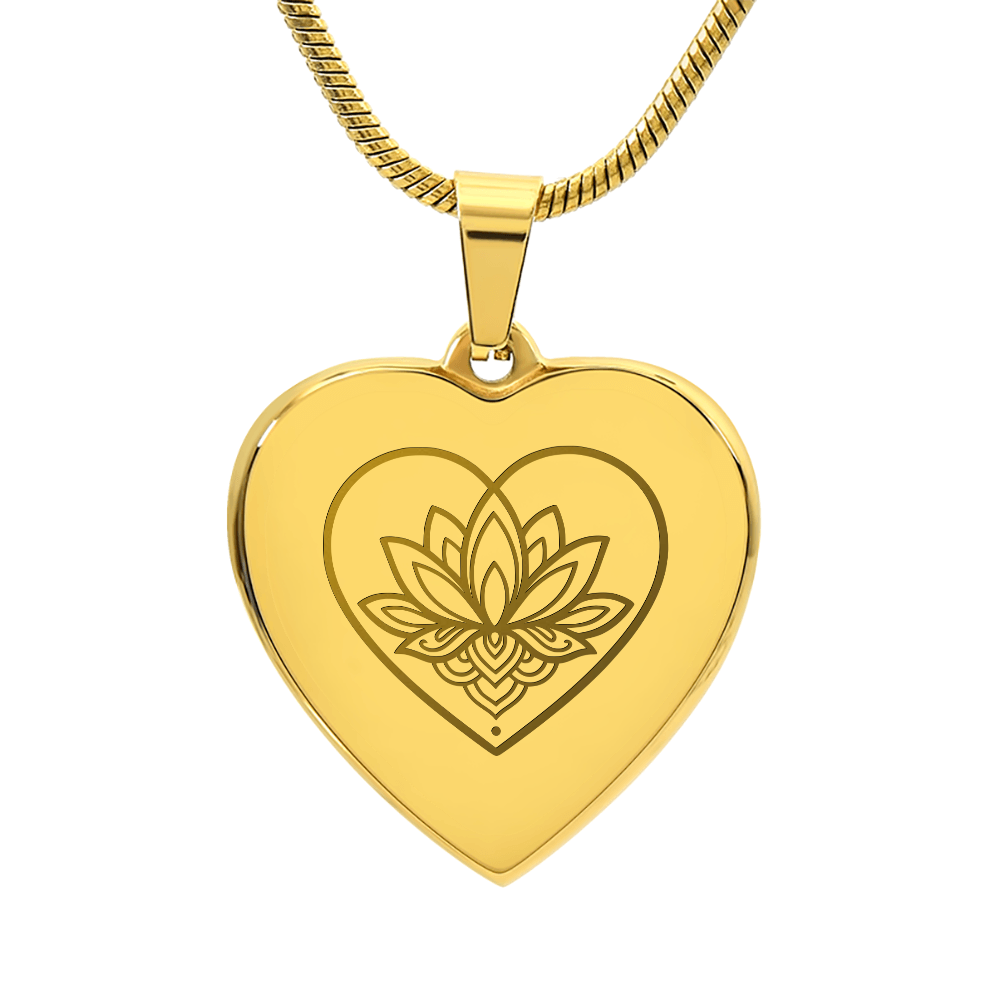 Lotus Heart Necklace – Symbol of Spiritual Awakening, Love & Growth
