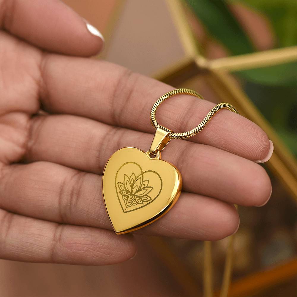 Lotus Heart Necklace – Symbol of Spiritual Awakening, Love & Growth