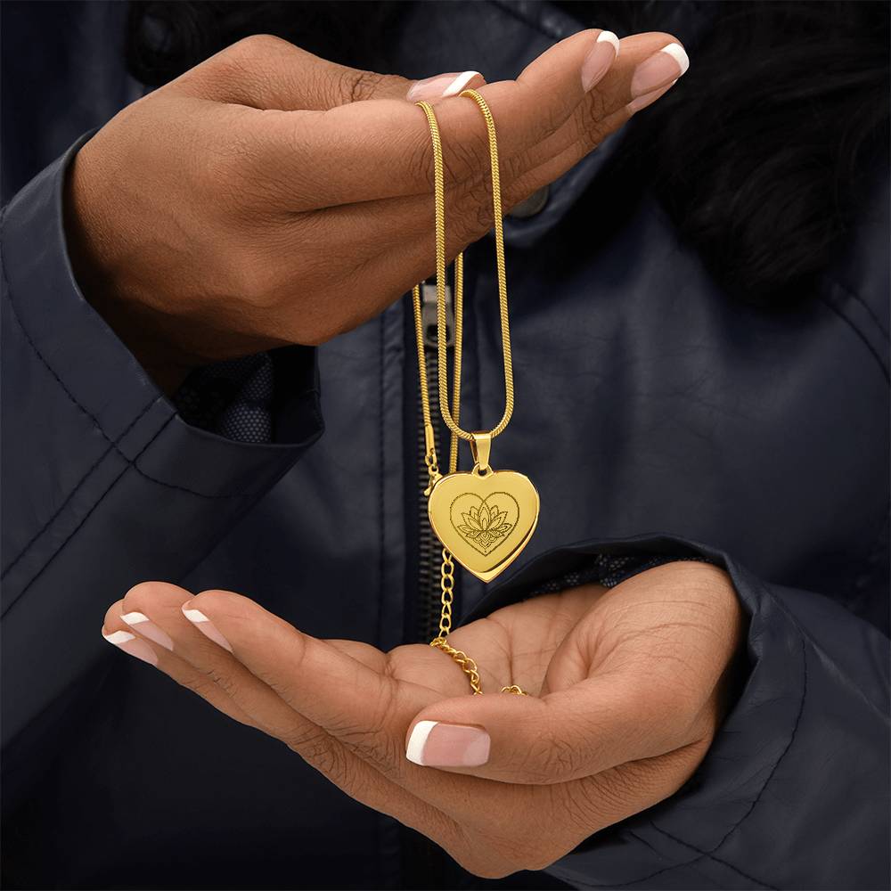 Lotus Heart Necklace – Symbol of Spiritual Awakening, Love & Growth