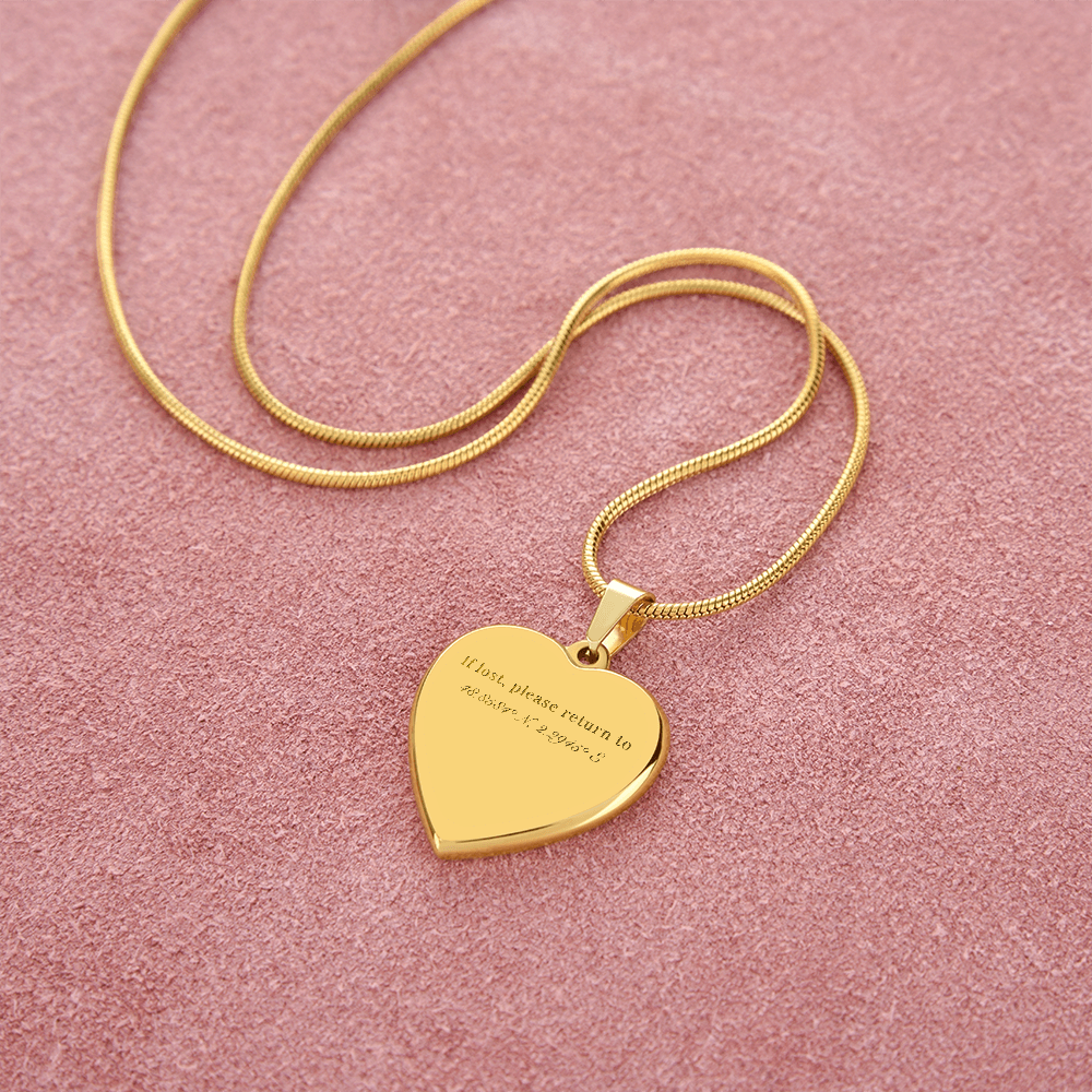 If lost, please return to 48.8584° N, 2.2945° E - Heart Necklace