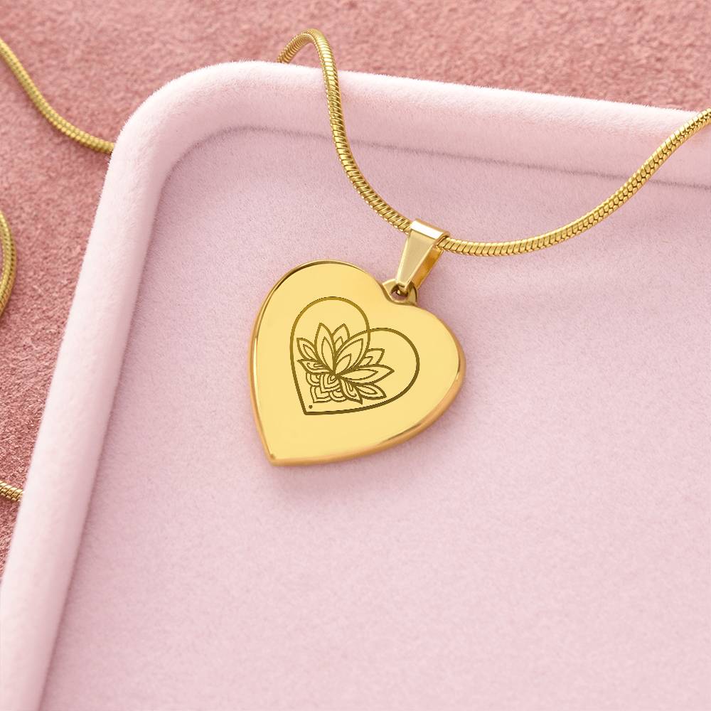 Lotus Heart Necklace – Symbol of Spiritual Awakening, Love & Growth