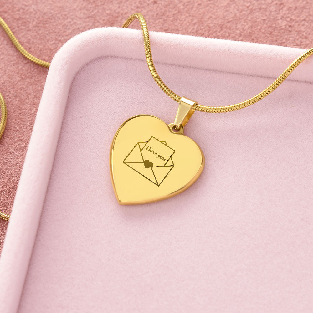 I Love You Envelope Heart Necklace